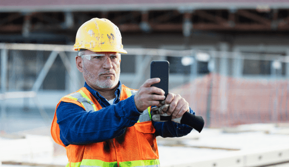 Construction worker reporting a hazard