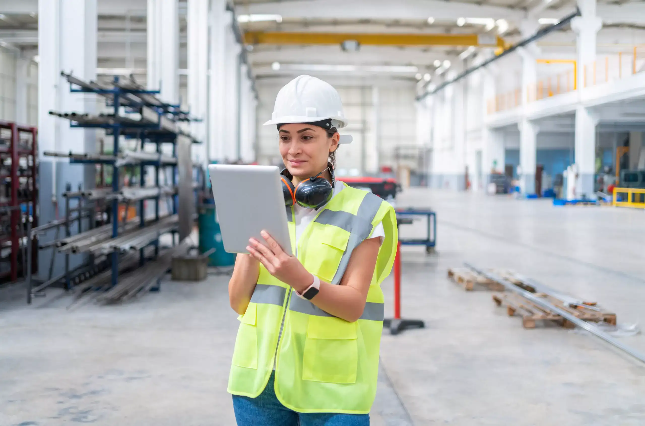 Female engineer using tablet