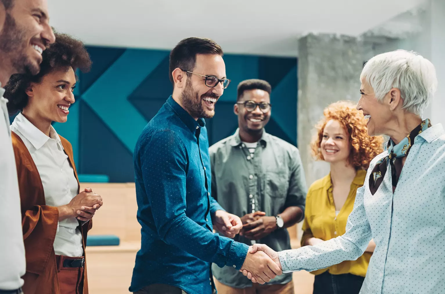 Colleagues shaking hands