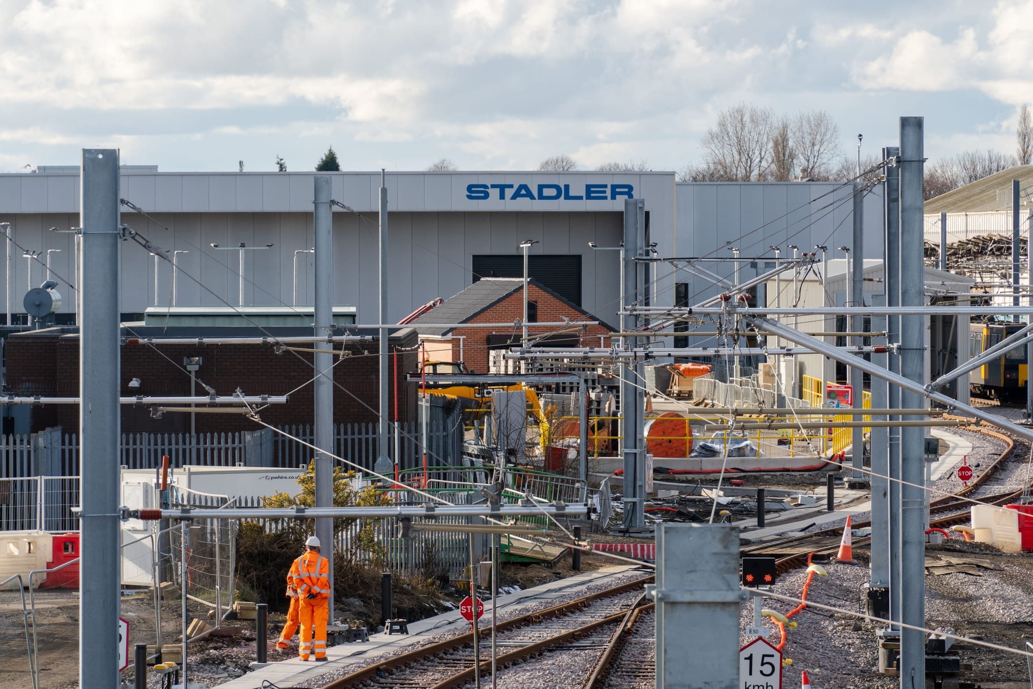 Stadler building at the Tyne and Wear Metro depot in South Gosforth, Newcastle upon Tyne, UK.