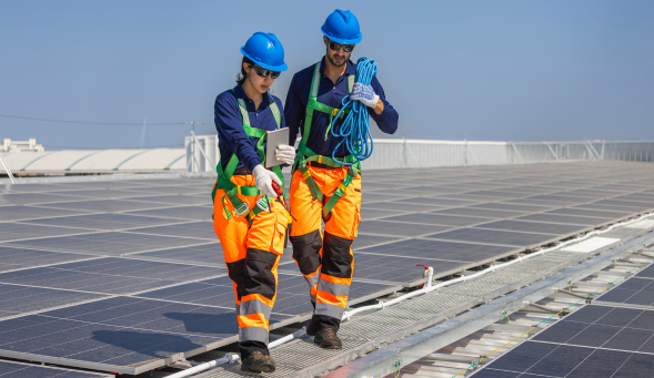 Colleagues completing a risk assessment