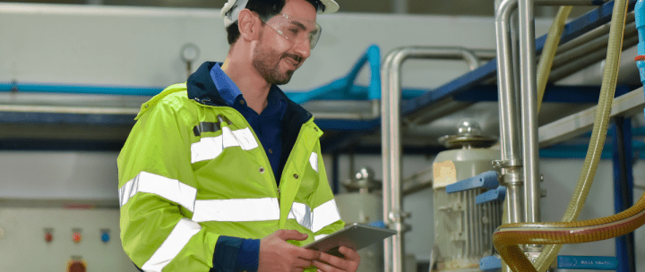 Man completing a health and safety audit