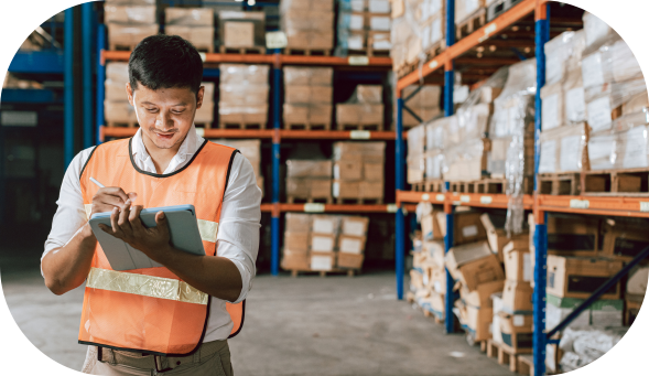 Frontline worker using tablet