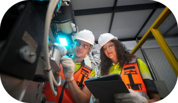 Workers completing a safety audit