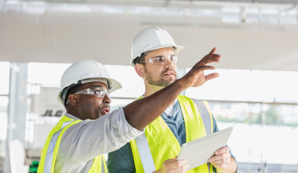 Workers using ehs software