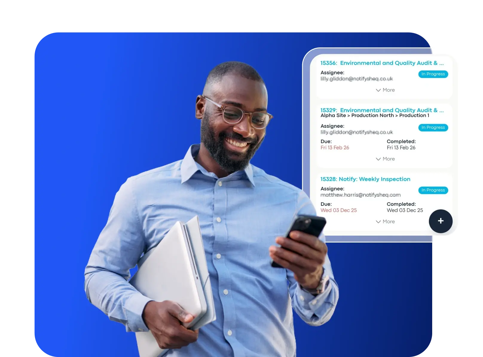 Man completing Audit via Safety Audit Software