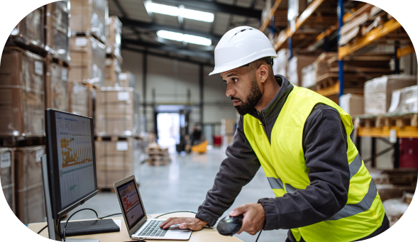 Manager reviewing safety data