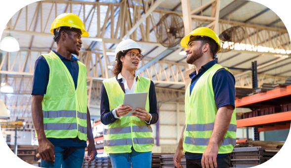 Manager providing feedback to frontline workers