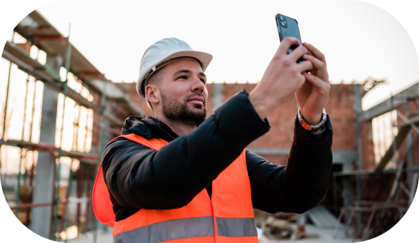 Frontline workers reporting an incident on their phone